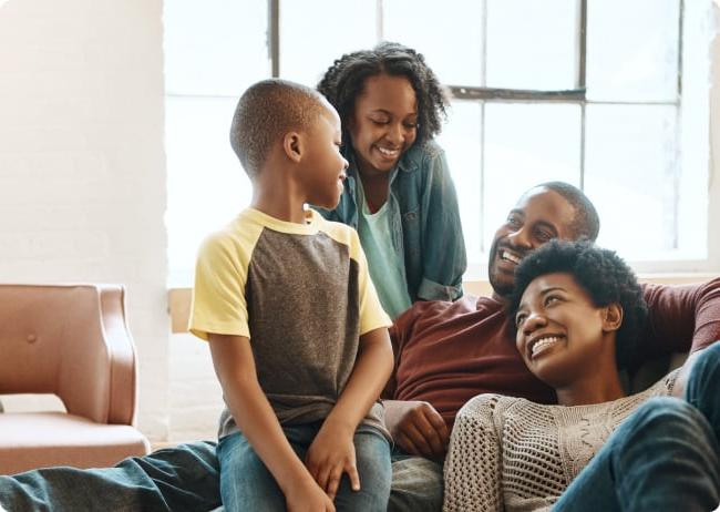 Young mother and father spending time with their kids